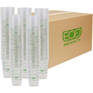 ECO PRODUCTS GreenStripe Clear Compostable 16oz PLA Plastic Cups, Case of 1000, Disposable Renewable Plant-Based Cold Cups, For Cold Drinks & Snacks, BPI Certified, ASTM Compliant.