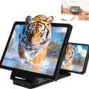 Big Screen Phone Magnifier,Screen Magnifier for Cell Phone,Upgraded 3D HD Foldable Design Screen Magnifier Version for Movies,Videos and Gaming,Universal Compatible with All Smartphones (Black)