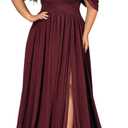 Women's Daily Plus Size Dresses A Line Chiffon Wedding Guest Bridesmaid Maxi Dress Prom Evening Party Cocktail Gown, XL