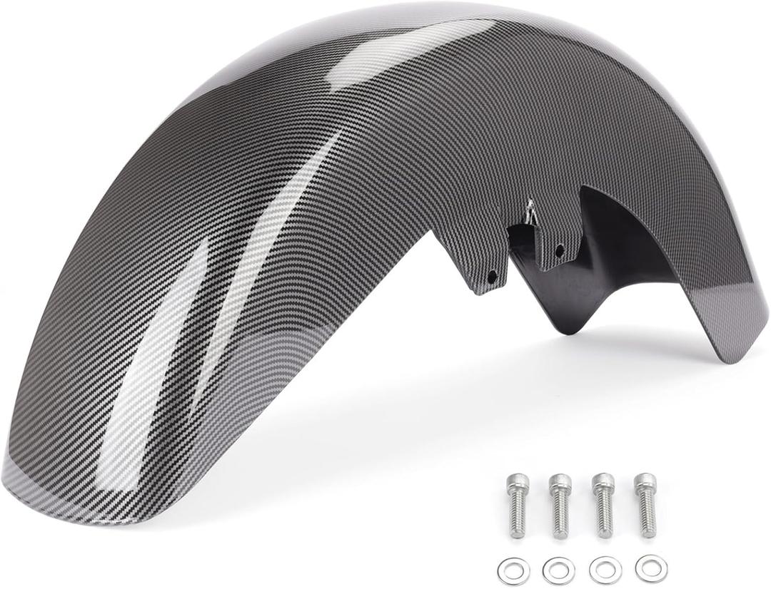 Motorcycle Mudguard Front Fender ABS Plastic Fit for Harley Touring Electra Glide Road Glide Street Glide Road King Tri Glide Tour Glide 1989-2013 (Fiber Black)