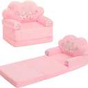 MOONBEEKI Toddler Chair ComfyFoldable Princess Couch for Girl, Toddler Recliners for Kids Over 18 Months, Kids Furniture for Bedroom and Playroom, Pink