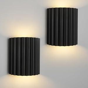 Pink Resin Modern LED Wall Sconces Wall Lighting Set of 2, Indoor Hardwired Wall Mount Light Fixtures Lamp Up and Down for Living Room Bedroom Hallway Dining Room