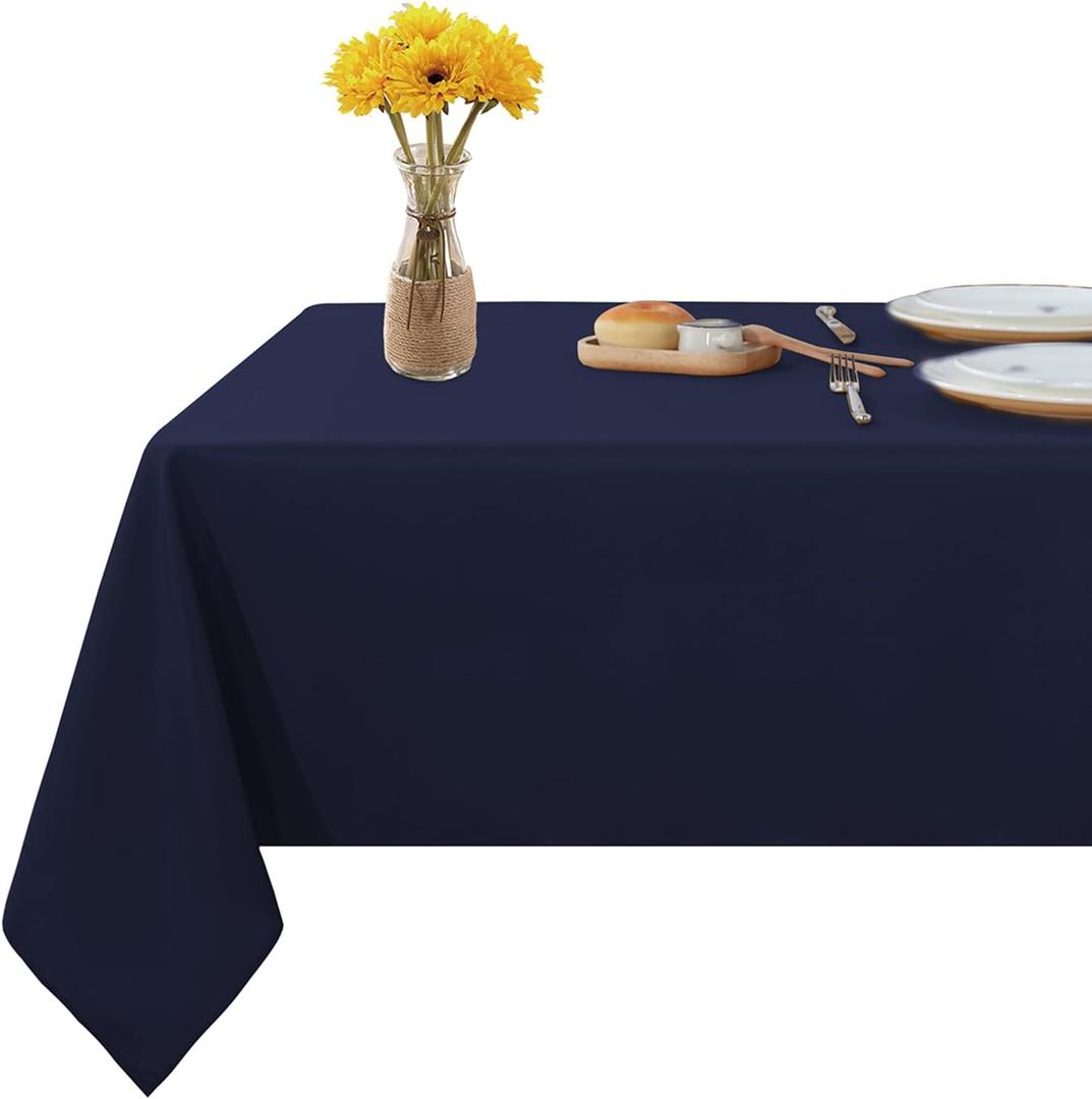 Fitable Rectangle Tablecloth 60x84 inch Rectangle Tablecloth Stain and Wrinkle Resistant Washable Polyester Table Cloth, Decorative Fabric Table Cover for Dining Table, Buffet Parties and Camping Navy