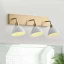 3-Light Modern Bathroom Light Fixtures Gold, 26.77 in Rustproof Bathroom Vanity Lights with White Metal Shades, Modern Bath Wall Sconces for Kitchen Hallway E26 Base