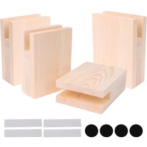 Etfbuy Pack of 4 Width Groove Wood Bed Desk Risers Lifter Table Cube Furniture Storage Groove Fit Sofa