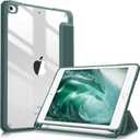 Fintie Hybrid Slim Case for iPad Mini 5th Generation 2019 / iPad Mini 4 (7.9 Inch) - [Built-in Pencil Holder] Shockproof Cover with Clear Transparent Back Shell, Midnight Green