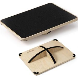 Multi-Optional Wooden Balance Board For All Kind Of Balance Tranning, Extra-Large Anti-Slip Wobble, Rocker And Plank Board For Balance And Core Training, Balancing Board For Under Desk (1. Black)