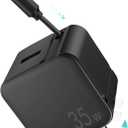 Retractable Wall Charger Block for iPhone, 35W PD Fast Charger with Retractable Lightening Cable and USB Port, Portable Charger Adapter with Foldable Plug for iPhone14/13/12,iPad,Air-Pods Black