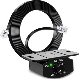 Universal Bass Control Knob, 6-Pin Subwoofer Volume Control with 11.48ft Extension Cable, Compatible with Most Car Amplifier, Copper Core, Easy Install