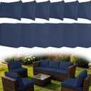 12 Pcs Patio Cushion Covers, Outdoor Rattan Sectional Sofa Cushion Covers, Replacement Washable & Reusable Furniture Protector for Patio Couch (12Pcs-Blue, 24 * 24 * 3.15-inch)