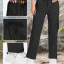 Womens Hiking Pants Lightweight Quick Dry Cargo Pants 4 Pockets Water Resistant Travel Casual Work Athletic Pant (Black, M)