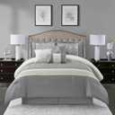 Stratford Park Grey Comforter Set King Size, 7 Piece, Jacquard Home Decor, Matcking Bed Skirt, Pillows & Shams, All Season Bedding Set
