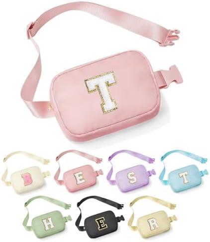 YOOLIFE Teacher Appreciation Gifts for Women - Gifts for Teacher, Teacher Retirement Gifts for Women Teacher Bag Teacher Gifts from Students, Initial Crossbody Bag Belt Bag, Pink T