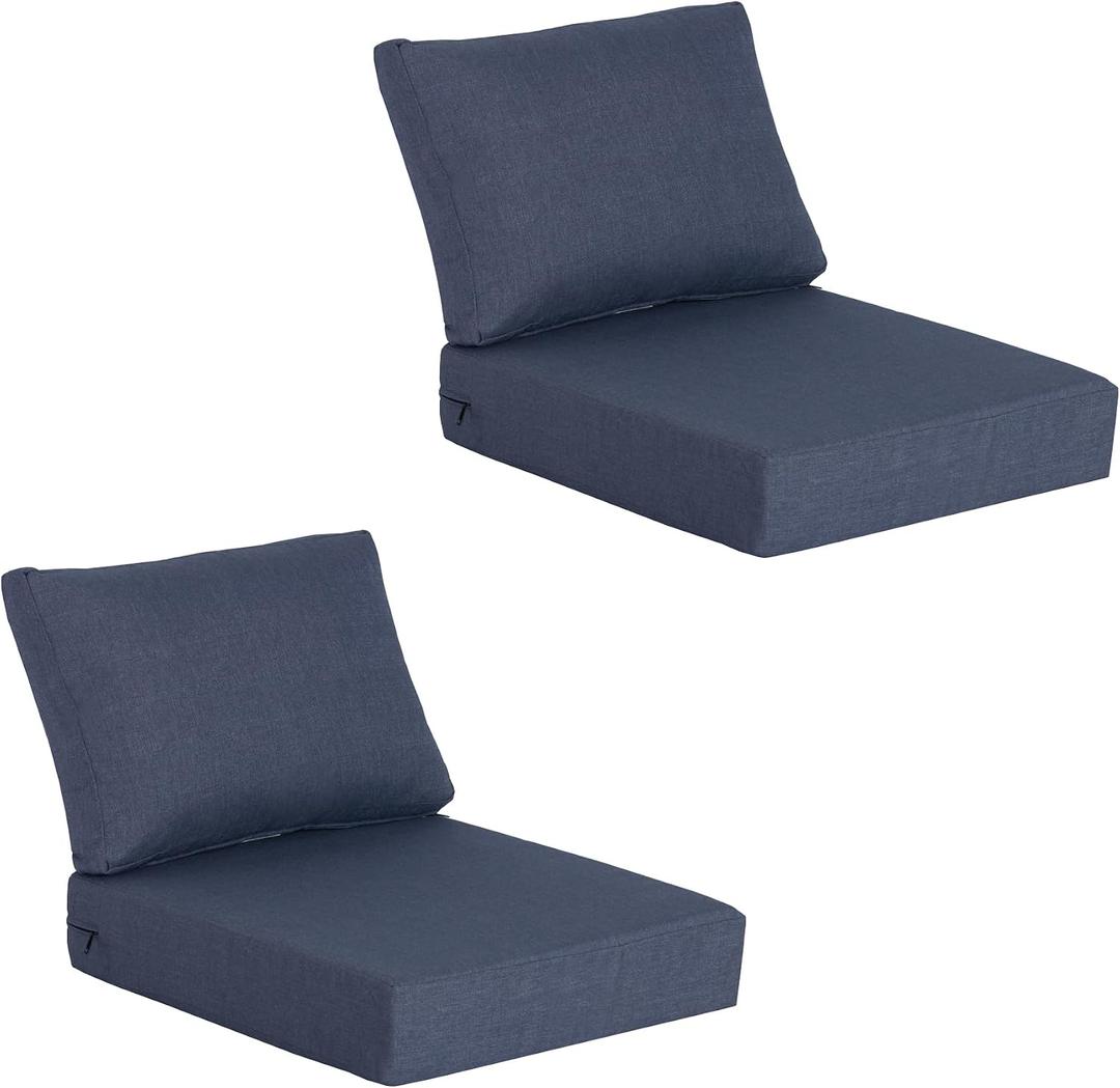 23.5"x27" Outdoor Deep Seat Patio Cushions Set of 2, Deep Seat Bottom Resilient Foam Filling Water-Resistant Stain-Resistant UV Resistant Weather Resistant with YKK Zippers, Sky