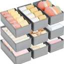 DIMJ Drawer Organizer Clothes - Underwear Organizer Small Sock Organizer Closet Organizers and Storage Box Dresser Drawer Dividers for Baby Clothes,Bra,Socks, Belt, Tie, Set of 9,Grey