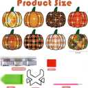 SWEKKE Pumpkin Diamond Paintings Kits with Holder,8Pcs DIY Fall Autumn Leopard Print Plaid Diamond Art Kits,Full Coasters Diamond Painting Kits Beginners Art Craft Supplies for Adults (Style2)