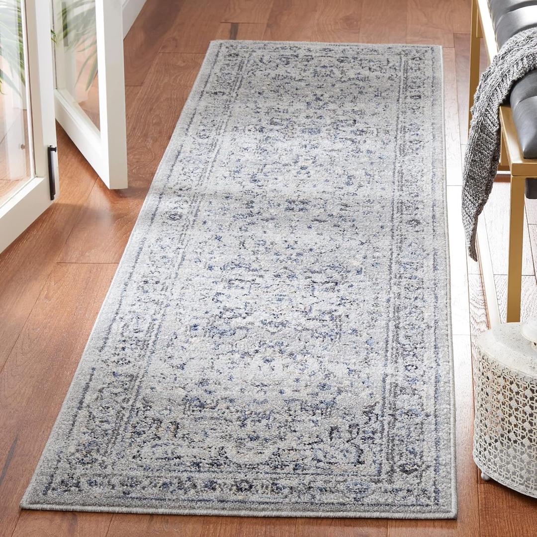SAFAVIEH Charleston Collection Runner Rug - 2' x 10', Grey & Dark Grey, Oriental Distressed Design, Non-Shedding & Easy Care, Ideal for High Traffic Areas in Living Room, Bedroom (CHL411F) (2' x 10' (Runner))