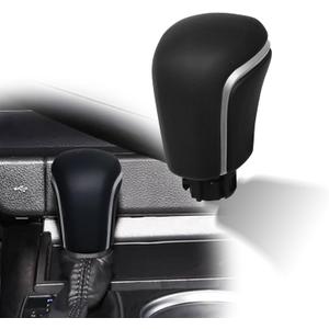Gear Shift Knob Compatible with Toyota Camry 2018-2024 Corolla 2018-2023 Avalon 2019-2023 CHR 2022-2023 Shifter Knob Handle Black Leather Silver