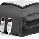 EHEYCIGA Heated Electric Blanket King Size - 9 Heating Levels, 10 Hours Auto Off, Soft Cozy Sherpa Washable Dual Control With Fast Heating, 90 x 100 Inches (Charcoal)