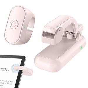 Page Turner for Kindle Paperwhite Oasis Kobo eReaders, Kindle Remote Page Turner Ring, Camera Video Recording Remote Triggers RF Controls Page Turner Clicker for iPhone iPad Tablets-Pink