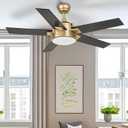 YITAHOME Black Gold Ceiling Fan with Light and Wall Switch Remote, 52 Inch Modern Ceiling Fan, Quiet Reversible Motor, Dimmable Fan with Light for Bedroom Living Room Patio Indoor
