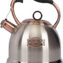 Whistling Stovetop Tea Kettle Food Grade Stainless Steel, Hot Water Fast to Boil for Stove Top-3.0Q (Silver-RW)