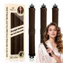 BLAAROOM Overnight Heatless Hair Curler Satin Jumbo Flexi Overnight Curls Blowout Rods 3pcs No-Heat Styling Tools Curling Rod To Sleep In for All Hair Types - Brown