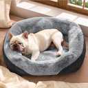 Bedsure Washable Dog Bed Medium Size Dog - Rectangle Fluffy Plush Big Pet Bed, Corduroy Fleece and Nonskid Bottom,30x24x8inches,Suitable for Pet Up to 35 Lbs,Grey