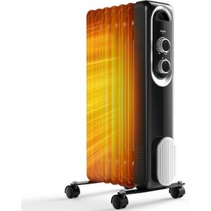 OLIXIS 1500W Oil Filled Radiator Space Heater for Indoor Use, Black
