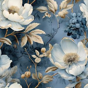 REDAMANCY White Blue Golden Yellow Vintage Floral Peel and Stick Wallpaper Stick on Contact Paper Vintage Wall Paper Easy Peel Off for nightstand Drawer Cabinet Renter (17.7" x 236")