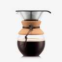 Bodum 34oz Pour Over Coffee Maker, HighHeat Borosilicate Glass with Reusable Stainless Steel Filter and Cork Grip  Made in Portugal