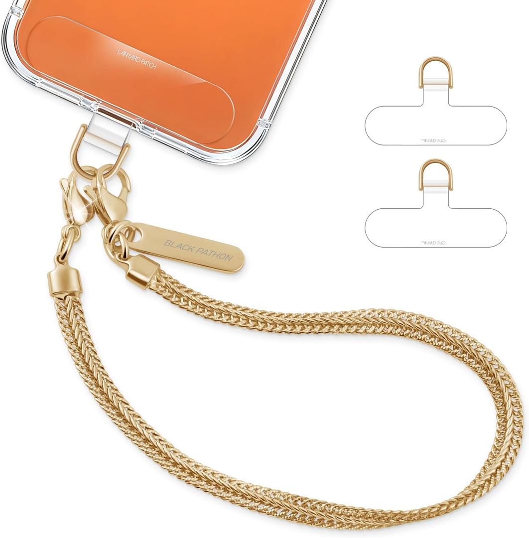 Phone Charm Strap Detachable Wrist Strap For iPhone Anti Theft Strap Phone Chain Wristlet with Heart (Golden Yellow)