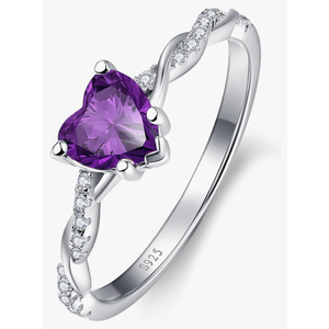 Yaresul 1.25ct Womens Heart Promise Ring, 925 Sterling Silver Heart Cut Created Emerald/Sapphire/Amethyst/Ruby/Cubic Zirconia/Opal Twisted Vine Engagement Ring for Women Size 7