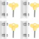 Window Door Security Locks, Adjustable Stopper with Key, for Home Office and Doors, Made of Aluminum Alloy, Easy