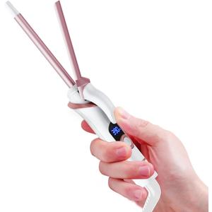 Ukliss Mini Curling Iron for Short Hair - Small Travel Curling Iron with Dual Voltage, Ceramic Barrel, 5 Heat Settings, 60 Min Auto-Off, Portable Curling Wand for Versatile Styling (3/8 inch)