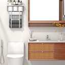 Towel Racks for Bathroom Wall Mounted - Bath Wall Towel Holder Set Above Toilet Storage, Rolled Towel Shelf Organizer for Small Bathroom, Wood Vertical Towel Rack for Bathroom Wall Decor Silver