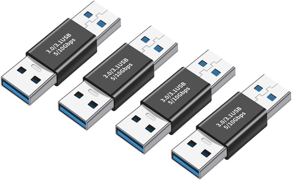 Toptekits 4 Pack USB Coupler Male to Male USB 3.0 Type A Adapter Superspeed 5Gbps USB Port Extension Connector Bridge for Laptop PC Hard Drive Printer Camera (USB3.0 Male to Male)