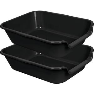2 Pack Extra Large Dog Litter Box Pan Tray (ABS Material), Low Entry Jumbo Senior Litter Boxes for Multiple Kitten Big Cats, Pet Safe Indoor Dog Potty (Black, 20" L x 15" W)