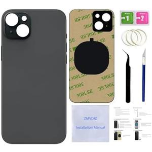 15 Back Glass Replacement for iPhone 15 Back Cover Glass (Black, 6.1 Inches) with Pre-Installed Tape +Installation Instruction + Repair Tools (Black)