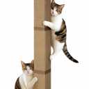 Cat Window Perch with Thick Sisal Scratching Post, Cats Hammock for Window with 3 Upgrade Suction Cups, 55" Adjustable Tall Cat Scratching Post with Large Perch, Cats Window Bed with Fluffy Cushion