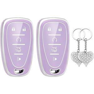 LECART Purple Key Fob Cover Fit for Hyundai Elantra Sonata Tucson Santa Fe Kona Ioniq 6 2025 2024, 5 Buttons Soft TPU Protective Case with Stylish Keyring, Full Protection Design 2 Pack