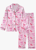 Sylfairy Girls Pajamas Silk PJS Set Satin Sleepwear Long Sleeve Jammies for Kids Button-Down Nightwear Loungewear 8 Years