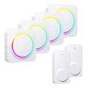 Wireless Doorbell - PHYSEN Door bell Chimes Wireless - 2 Transmitters + 4 Receivers - 1000Ft Long Range - 32 Adjustable Melodies 5 Volume Levels - Colorful LED Strobe Waterproof Doorbell Kits for Home