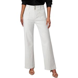 Sidefeel Women's Wide Leg Jeans High Waisted Tummy Control Stretchy Pockets Front Straight Leg Jeans, 10