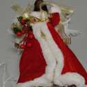 Retrowavy 12.2'' Black Angel Christmas Tree Topper with Lights Standing African American Christmas Decorations Black Angel Figurines Treetop for Xmas Home Decor Winter Holiday(Blue, Bright Style)