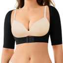 LODAY Arm Compression Sleeves for Women Lipo Upper Arm Shaper Post Surgery Slimming Arm Sleeve (Small-Medium, Black)