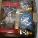Hose Splitter 2 Way Heavy Duty, Full Flow Garden Hose Splitter with 2 Long Metal Handles, Brass Rust and Freeze Resistant Water Hose Bib Splitter, T Adapter Connector with 3/4 - Inch GHT ThreadRed