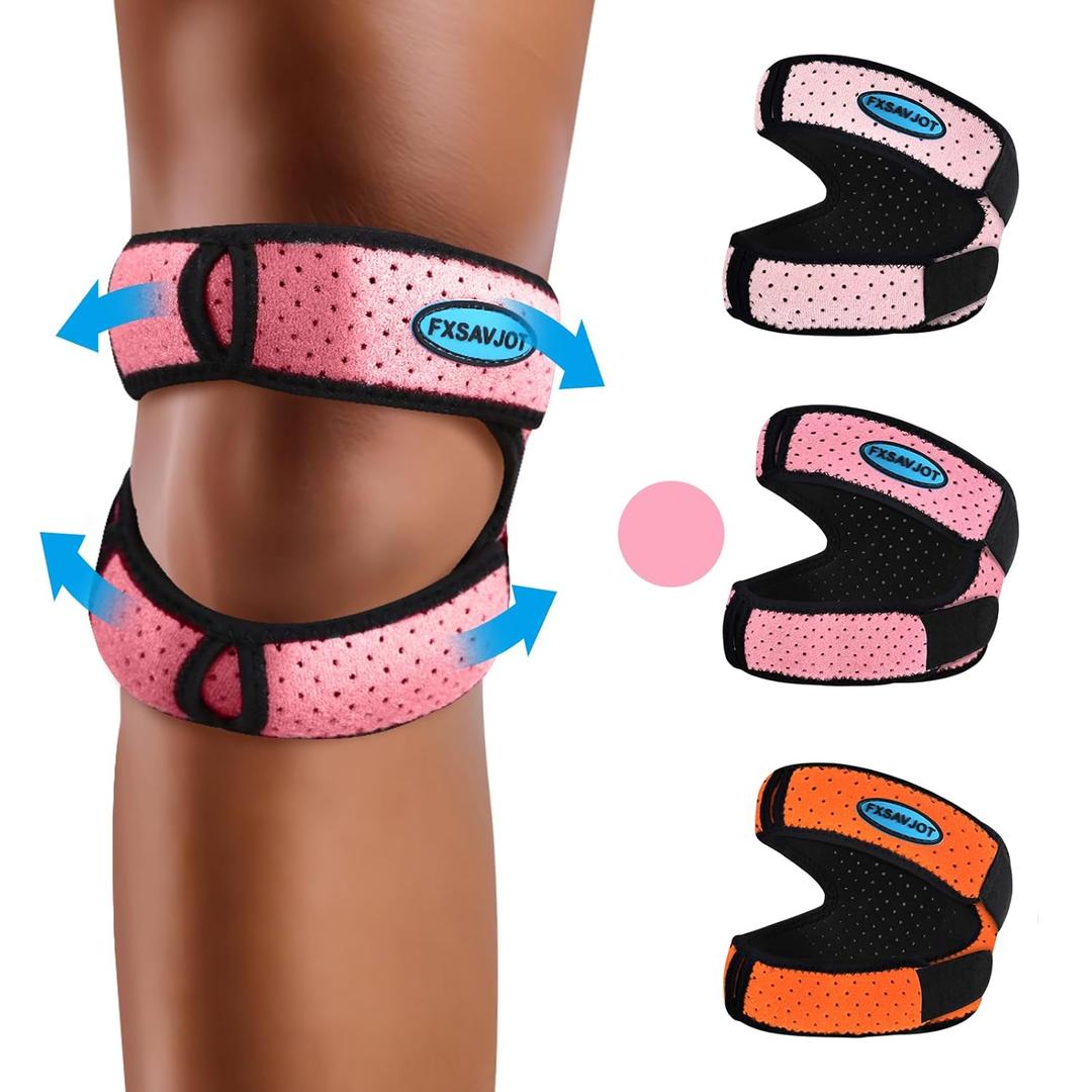 Professional Patella Knee Brace Pro for Knee Pain/Meniscus Tear,Adjustable Orthopedic Compression Patellar Tendon Support Strap for Man and Women/Outdoor Activities (Pink, Small)