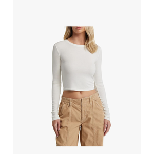 Women Ribbed Long Sleeve Top Round Neck Slim Fit Basic Tight Tee Shirts Y2K Going Out Tops Clean Girl Aesthetic Clothes M