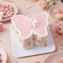 Remerry 6 Inch Bow Fake Cake Coquettish Birthday Fake Cake Decor Wedding Dessert Props Artificial Heart Dessert for Props Women Birthday Gift(Pink,Butterfly)